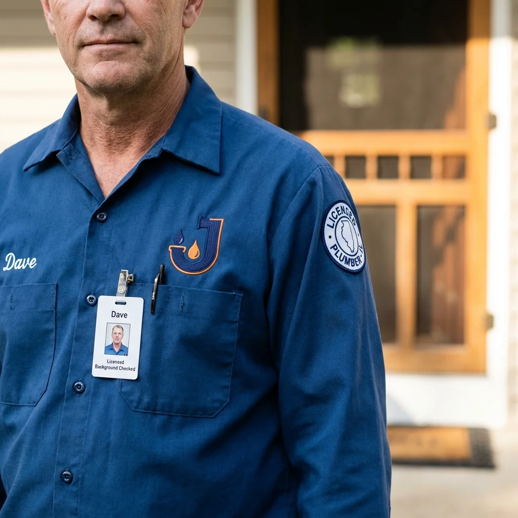 Licensed plumber showing ID badge in Palmer, MA