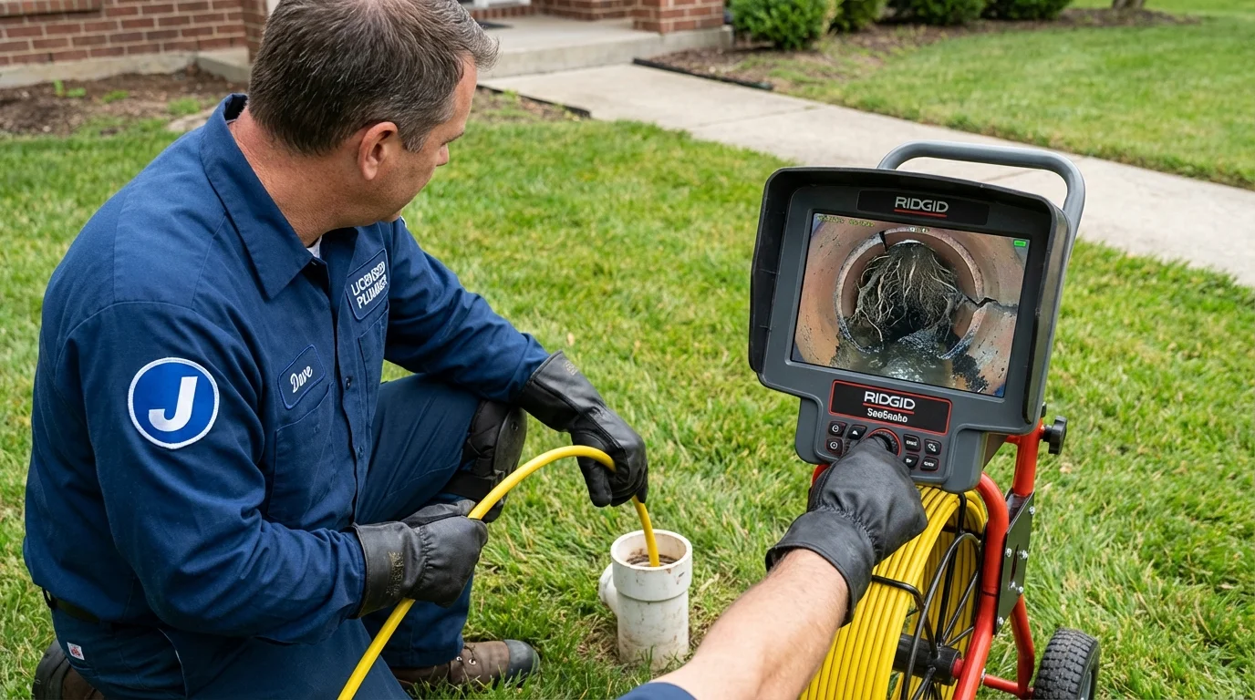 Sewer camera inspection being performed by Johns Plumbing LLC in Palmer